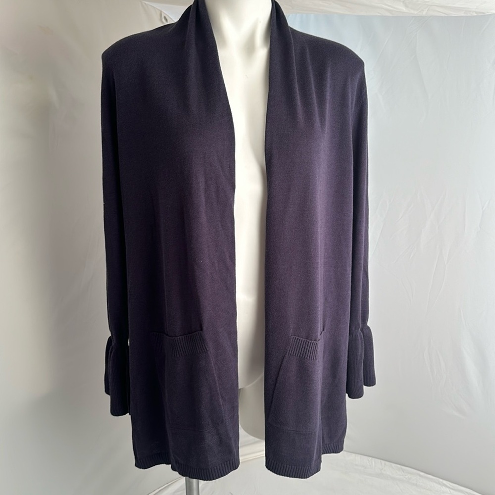Repeat Cashmere navy blue cotton viscose blend soft lightweight open cardigan